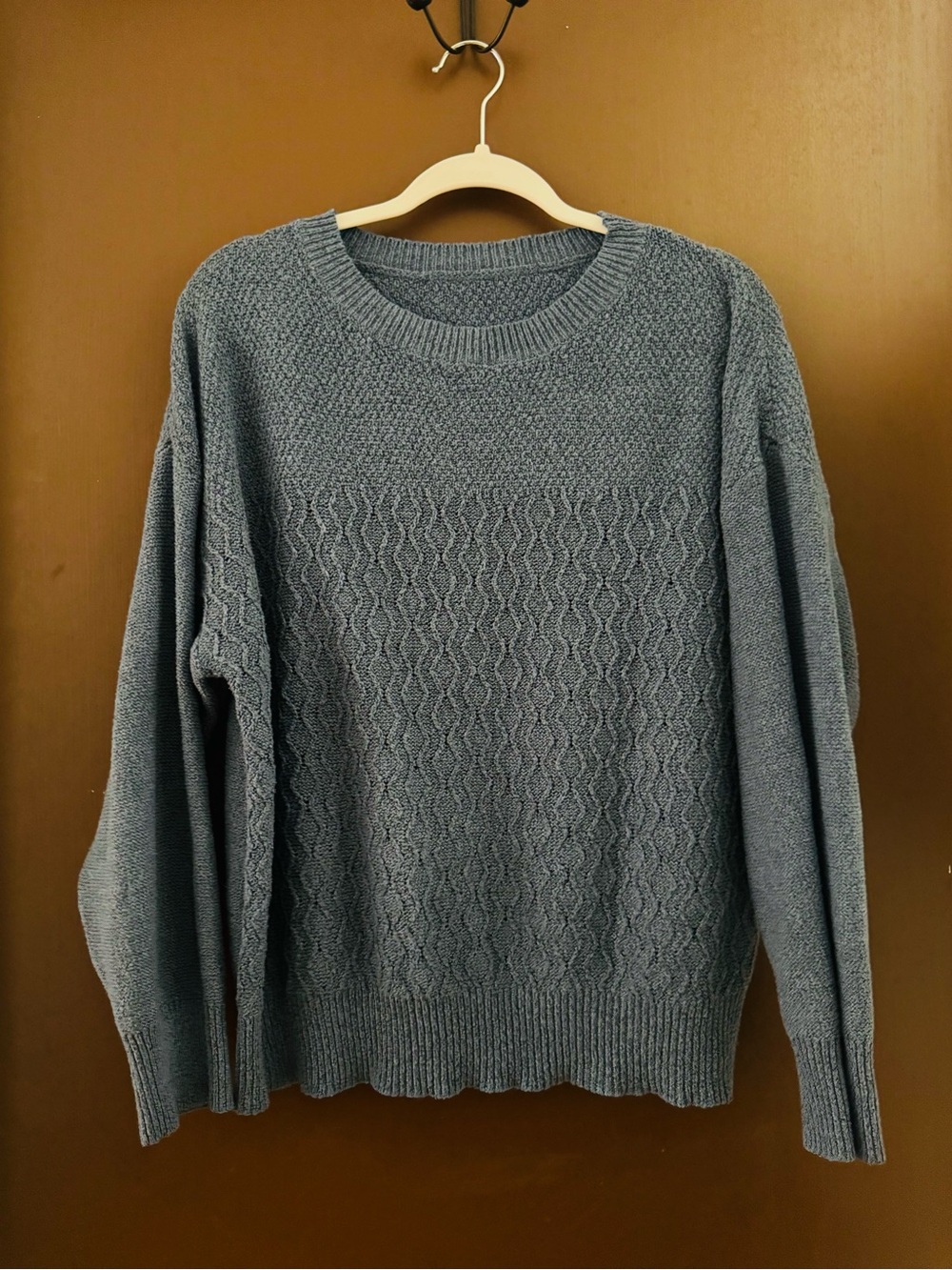SHEIN Blue diamond knit sweater